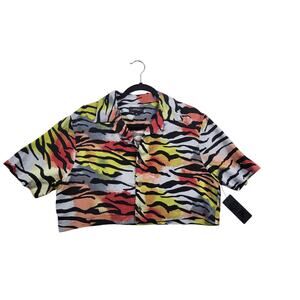 Ed Hardy Christian Audigier  Tiger Stripe Button Up Shirt Multicolor Size M